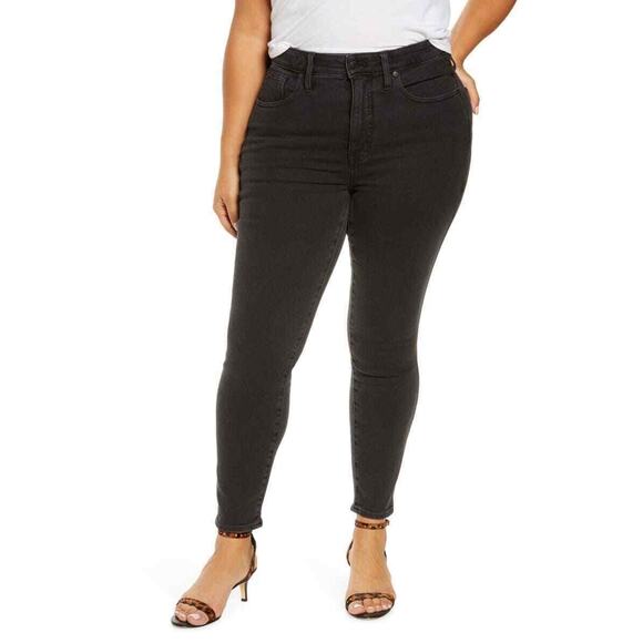 Nordstrom BP. Skinny Jeans High Rise Dark Wash Five Pockets Solid Black 20W - Picture 1 of 6